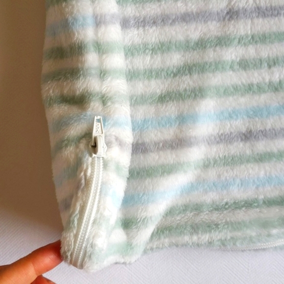 perlim pinpin fluffy striped fleece zip-up sleep sack 0-6 months baby 1.5 TOGS - Picture 4 of 8